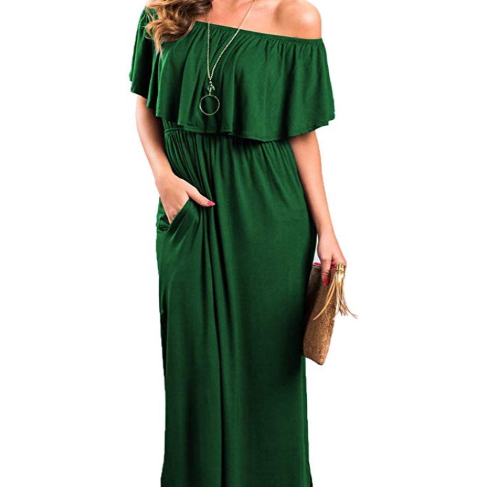Womens Off The Shoulder Dress Side Split